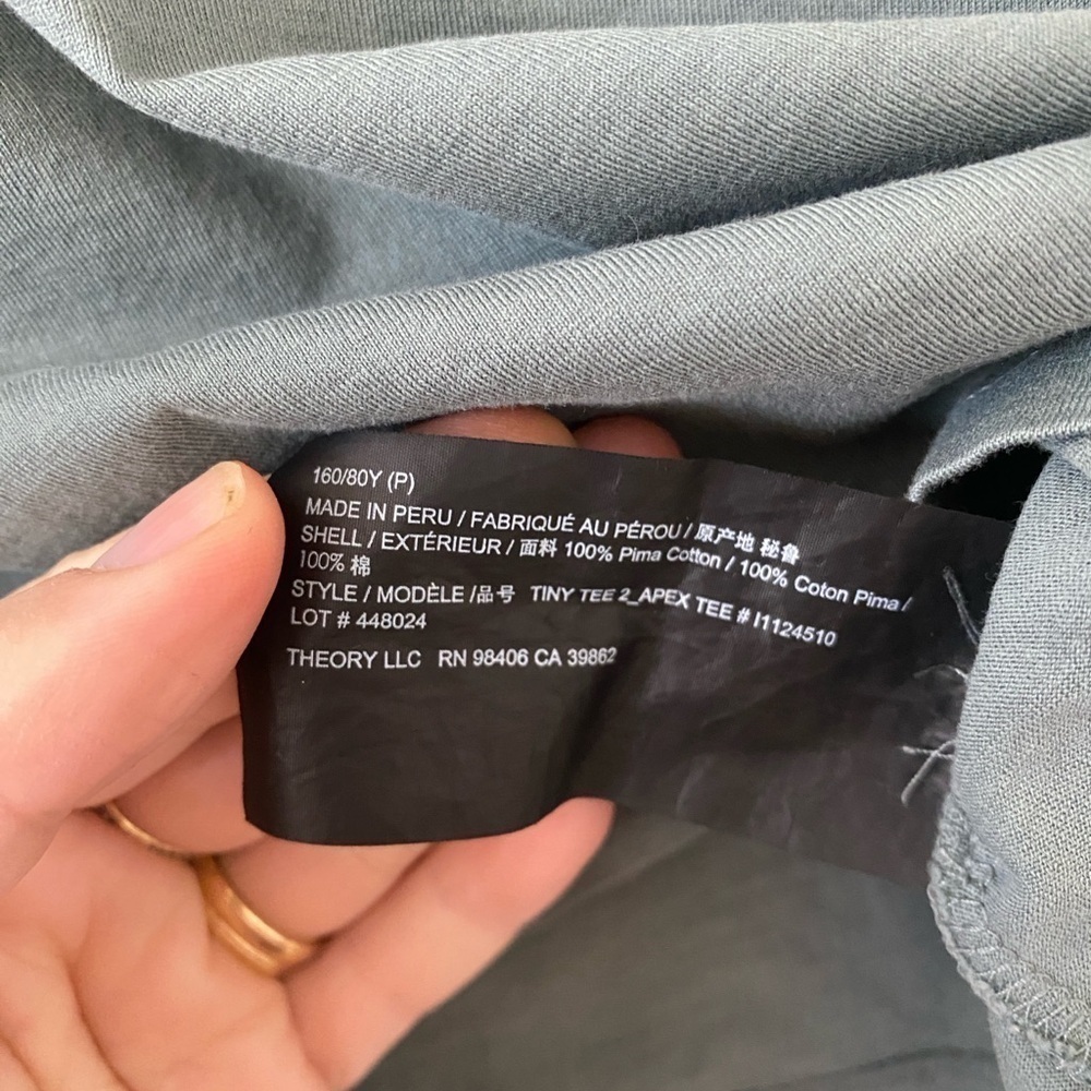 Theory Tiny Tee Apex 2 Green Pima Cotton Shirt - Picture 5 of 5